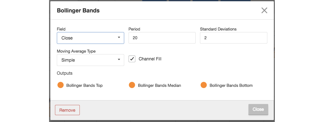 Create bollinger bands in excel